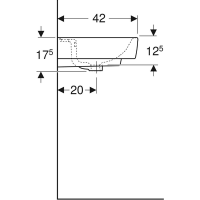 Geberit Bastia Wastafel Square - 55cm - kraangat - overloop - glans wit