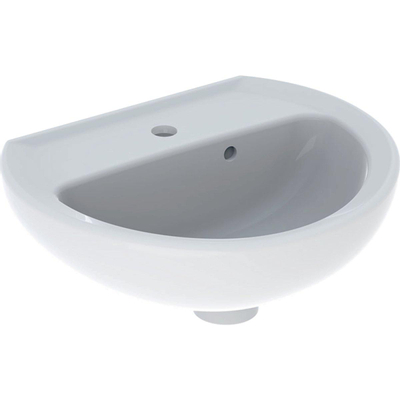 Geberit Bastia lave-mains - 40x33x15.5cm - trou pour robinet - trop-plein asymétrique - blanc brillant