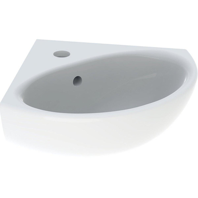 Geberit Bastia Hoekfontein - rond - 45x40cm - kraangat - overloop - glans wit