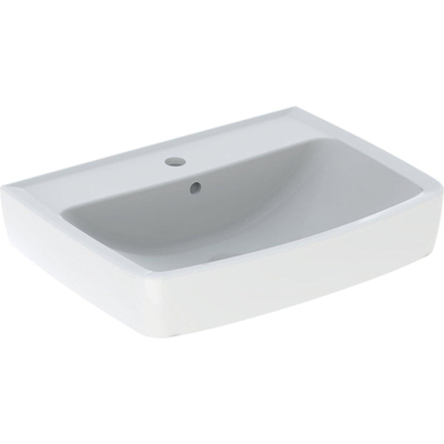 Geberit Bastia Wastafel Square - 60cm - kraangat - overloop - glans wit