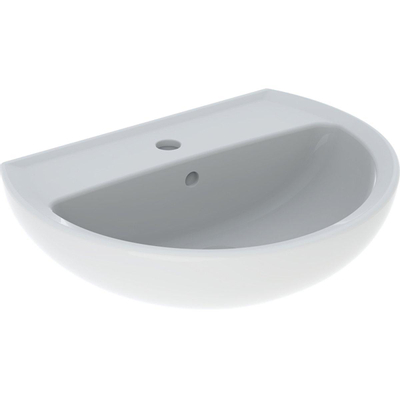 Geberit Bastia Wastafel - rond - 55x42cm - kraangat - overloop - glans wit