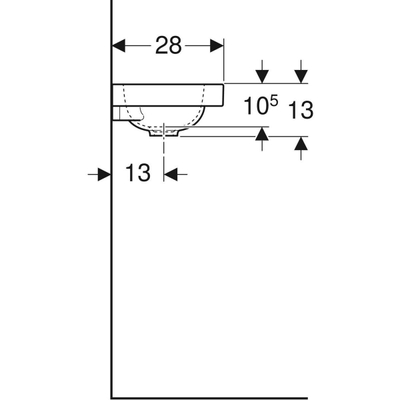 Geberit Icon light fontein 38cm 1 kraangat rechts zonder overloop mat wit