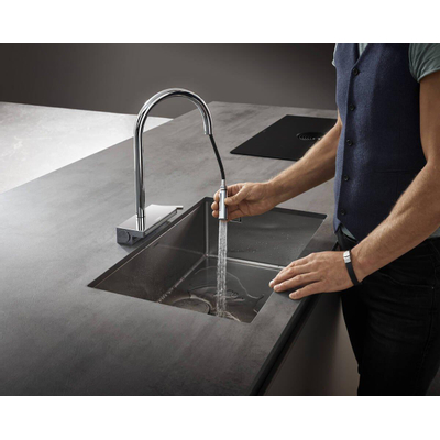 Hansgrohe Aquno Robinet de cuisine - 17cm - levier - douchette 3 jets - Chrome