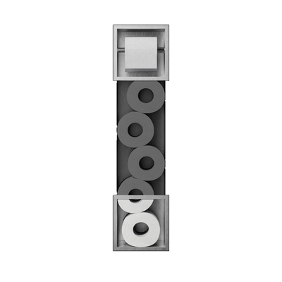 Looox Closed porte-rouleau de toilette encastré - avec porte-rouleau de réserve - 5 rouleaux - inox brossé