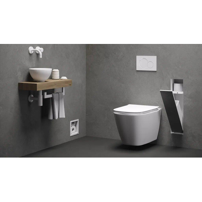 Looox Closed Support de rouleau de réserve encastré 17.3x74x14cm - 6 rouleaux - inox brossé