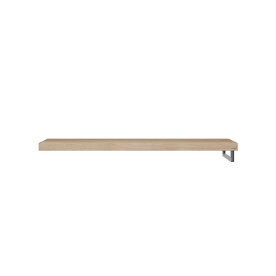 Looox Wood collection Solo plan sous vasque - 140x46cm - Avec porte-serviettes (droite) inox brossé - Chêne massif gris ancien
