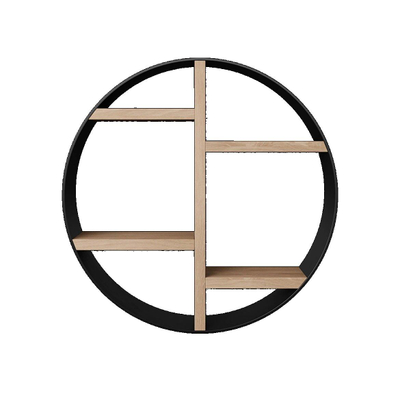 Looox Wood collection Wooden BoX niche murale ronde noir mat Ø50x14cm chêne old grey