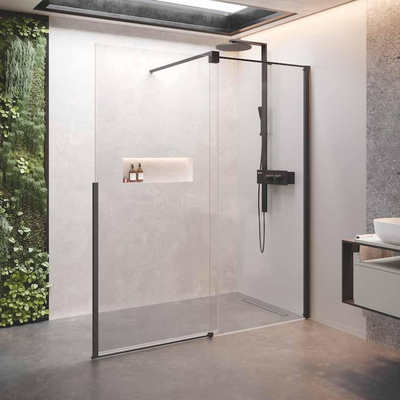 Novellini H style paroi de douche à l'italienne avec porte coulissante droite réglable verre clair chrome