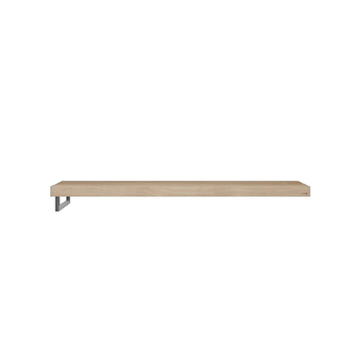 Looox Wood collection Solo plan sous vasque - 120x46cm - Avec porte-serviettes (gauche) inox brossé - Chêne massif gris ancien