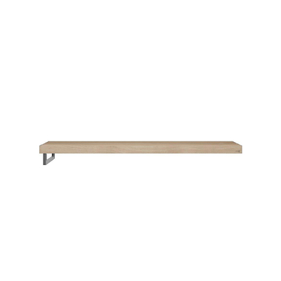 Looox Wood collection Solo plan sous vasque - 100x46cm - Avec porte-serviettes (gauche) inox brossé - Chêne massif gris ancien