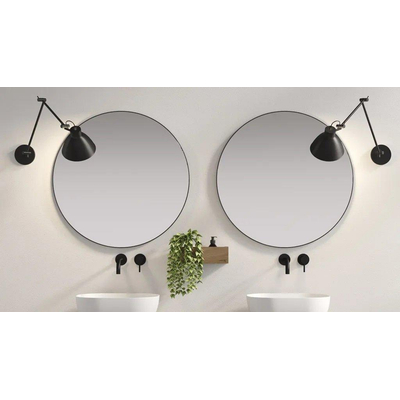 Looox Black line Mirror spiegel - rond 60cm - black line round zwart