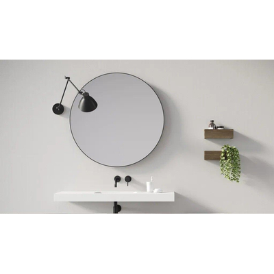 Looox Mirror Miroir rond 100cm noir
