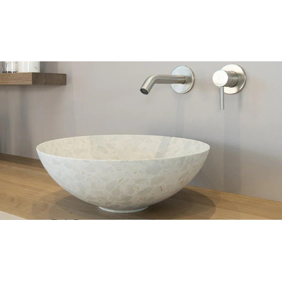 Looox Ceramic terrazzo waskom - 40x15cm - Beige