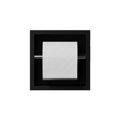 Looox Closed porte-rouleau de WC - encastré - 1 rouleau - noir mat