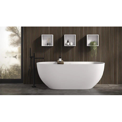 Looox Easy baignoire îlot - 170x80x57cm - marbre minéral mat blanc