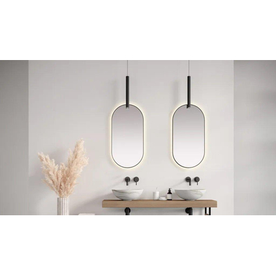 LoooX Mirror collection spiegel – ovaal – 50x100 cm – indirecte LED rondom – Zwart mat