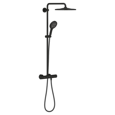 Grohe Rainshower Douchesysteem - thermostatisch - met handdouche - 3 straalsoorten - phantom black (zwart)