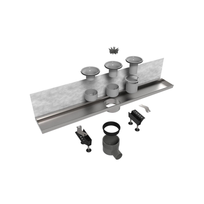 Easy Drain Multi Wall élément encastré inox sans grille garde d'eau 30/35/50mm 90cm profondeur d'encastrement 110mm avec sortie latérale