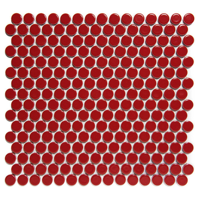 The Mosaic Factory Venice mozaïektegel - 31.5x29.4cm - wandtegel - Rond - Porselein Red Glans