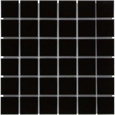 The Mosaic Factory Barcelona mozaïektegel - 30.9x30.9cm - wandtegel - Vierkant - Porselein Black Glans