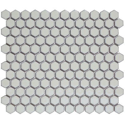 The Mosaic Factory Barcelona mozaïektegel - 26x30cm - wandtegel - Zeshoek/Hexagon - Porselein Soft Grey with Edge Glans