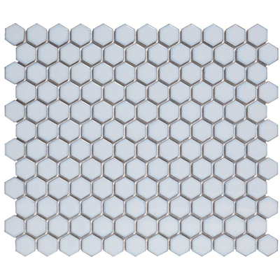 The Mosaic Factory Barcelona mozaïektegel - 26x30cm - wandtegel - Zeshoek/Hexagon - Porselein Soft Blue with Edge Glans