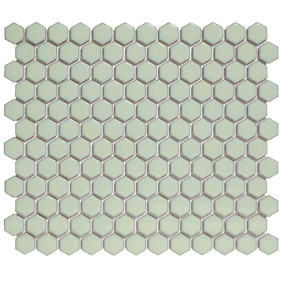 The Mosaic Factory Barcelona mozaïektegel - 26x30cm - wandtegel - Zeshoek/Hexagon - Porselein Soft Green with Edge Glans