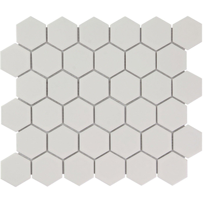 The Mosaic Factory Barcelona mozaïektegel - 28.2x32.1cm - wand en vloertegel - Zeshoek/Hexagon - Porselein White Mat