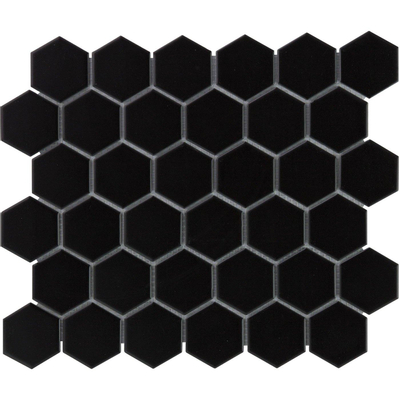 La Mosaic Factory Barcelona carreau mosaïque - 28,2x32,1cm - carrelage mural et de sol - Hexagone/Hexagone - Porcelaine Noir Mat