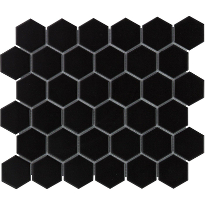 The Mosaic Factory Barcelona mozaïektegel - 28.2x32.1cm - wand en vloertegel - Zeshoek/Hexagon - Porselein Black Mat