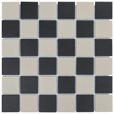 The Mosaic Factory London mozaïektegel - 30.9x30.9cm - wand en vloertegel - Vierkant - Porselein Chessboard Mat