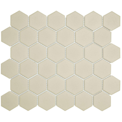 The Mosaic Factory London Carrelage hexagonal 5.1x5.9x0.6cm pour le sol pour l'intérieur et l'extérieur résistant au gel porcelaine non verni R11 Blanc