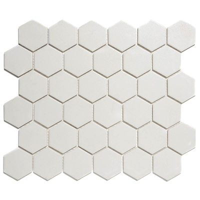 The Mosaic Factory London mozaïektegel - 28.2x32.1cm - wand en vloertegel - Zeshoek/Hexagon - Porselein Super White Mat