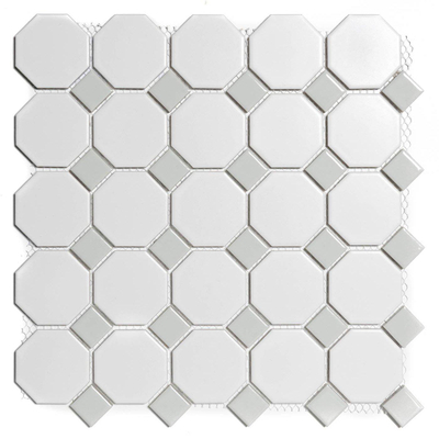 The Mosaic Factory Paris carrelage mosaïque 2.3x2.3x0.5cm carrelage mural pour intérieur et extérieur céramique blanc et gris