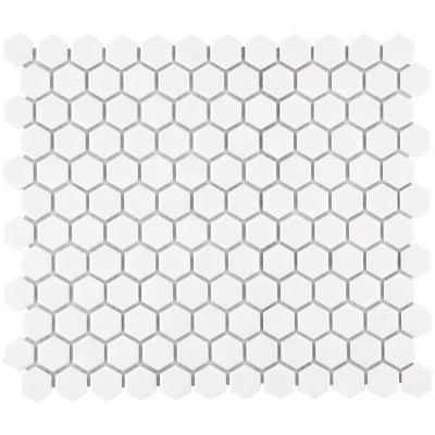 The Mosaic Factory Barcelona Carrelage mosaïque hexagonal 26x30cm pour le mur et le sol et pour l'intérieur et l'extérieur céramique blanc