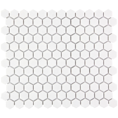 The Mosaic Factory Barcelona mozaïektegel - 26x30cm - wand en vloertegel - Zeshoek/Hexagon - Porselein White Mat