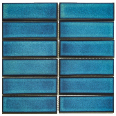 The Mosaic Factory Barcelona carrelage mosaïque - 29.1x29.7cm - carrelage mural - Rectangulaire - Porcelaine Azure Blue speckle Brillant