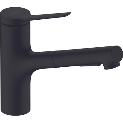 Hansgrohe Zesis m33 1 greeps keukenkraan - 150 metalen uittrekbare vdche - 2jet - sbox - mat zwart