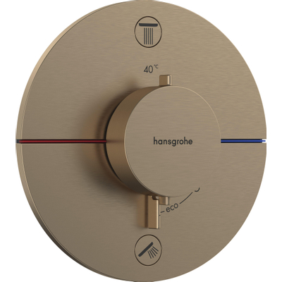 Hansgrohe Showerselect Ensemble de douche - élément encastré - mitigeur thermostatique - pomme de tête - ecosmart - bras de douche - support de douchette - flexible de douche - douchette - ecosmart - bronze brossé
