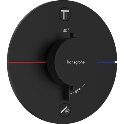 Hansgrohe Showerselect Ensemble de douche - pomme de douche - douchette - thermostatique - partie encastrable - support - coude mural - flexible - noir mat