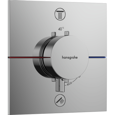 Hansgrohe ShowerSelect Douche pluie - partie encastrable - robinet thermostatique - pommeau - support douchette - barre curseur - flexible - curseur - douchette stick - Chrome