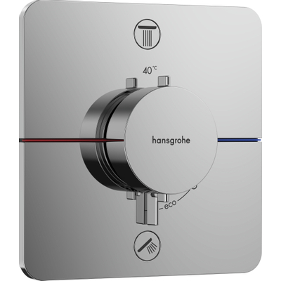 Hansgrohe ShowerSelect Douche pluie encastrable - robinet thermostatique - pommeau - Ecosmart - bras de douche - support douchette - barre curseur - flexible - Chrome