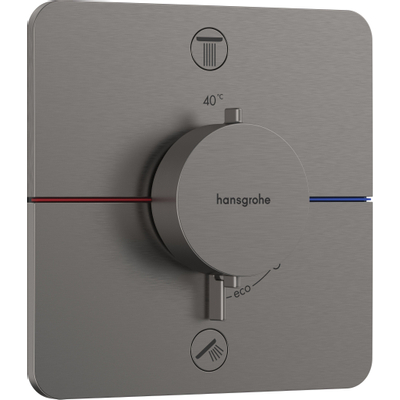 Hansgrohe ShowerSelect Robinet de douche thermostatique - encastrable - pommeau - Ecosmart - bras de douche - douchette avec support - flexible - Ecosmart - black chrome