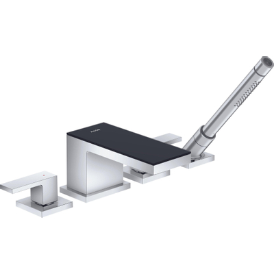 Hansgrohe AXOR MyEdition partie apparente pour robinet de bord de baignoire 4 trous avec poignée droite avec bec avec verre noir saillie 15cm chrome