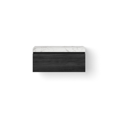 Looox Dekton Wastafelonderkast - vlak front - 1 lade - afvoer rechts - 100x45x46 cm - zwart