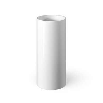 Looox Lavabo sur pied - 40x40cm - rond - sur colonne - marbre minéral - blanc brillant