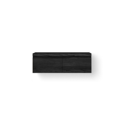 Looox Wooden Wastafelonderkast - vlak front - 2 lades - afvoer links en rechts - 120x45x46 cm - zwart