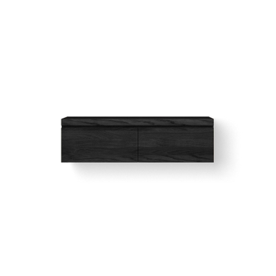Looox Wooden Wastafelonderkast - vlak front - 2 lades - afvoer links en rechts - 140x45x46 cm - zwart