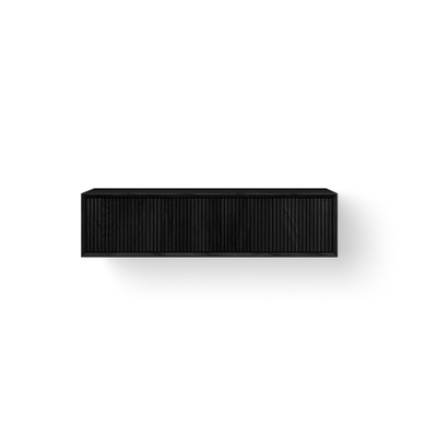 Looox Wooden Wastafelonderkast - ribbelfront verticaal - 2 lades - afvoer links en rechts - 120x30x46 cm - zwart