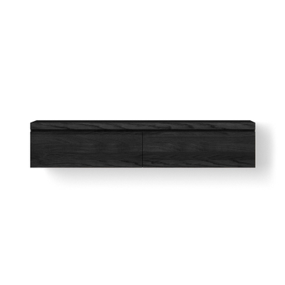 Looox Wooden Wastafelonderkast - vlak front - 2 lades - afvoer links en rechts - 200x45x46 cm - zwart